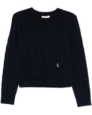 Sporty & Rich "Src" Cableknit Cashmere Jumper - Blue