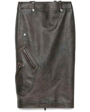 McQueen Leather Skirt - Grey