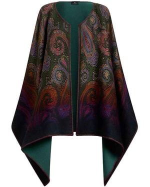 Etro Reversible Wool Cape - Black