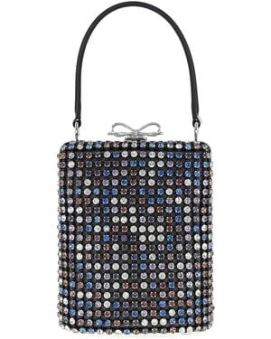 Self-Portrait Multi Crystal Chainmail Mini Handbag - White
