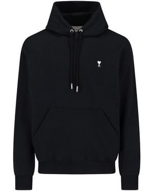 Ami Paris Ami De Cur Hooded Sweatshirt - Blue
