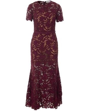 Self-Portrait Lace Midi Dress - Purple