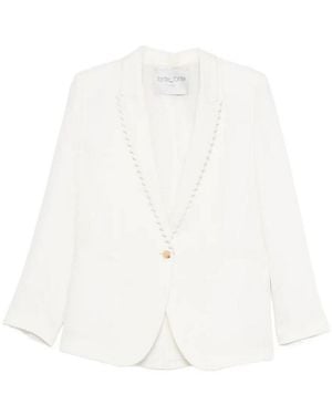 forte_forte Lina Chic Towel Jacket With Cape Embroidery - White