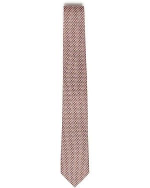 Ferragamo Printed Silk Tie - White