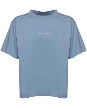 Balenciaga Light Cotton T-Shirt - Blue