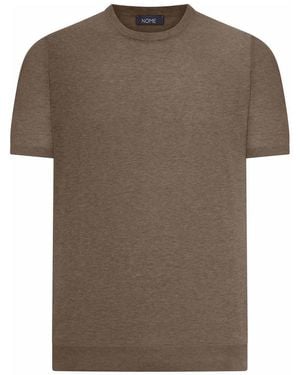 Nome Crew Neck Cotton Knitted T-Shirt - Brown