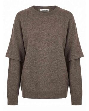 DARKPARK Troy Cashmere Wool Double-Sleeve Tee - Gray
