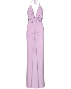 Monot Long Stretch Gathered Dress - Purple