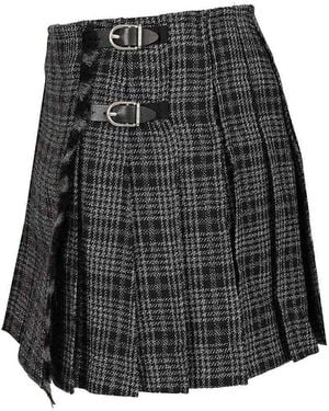 DURAZZI MILANO Wool Kilt Skirt - Black