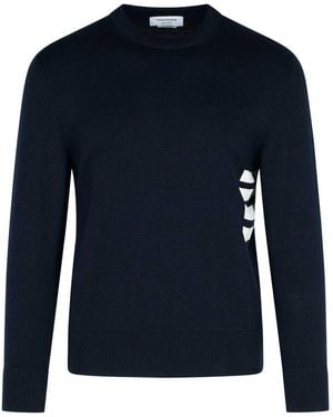Thom Browne Stitch Cotton Jumper - Blue