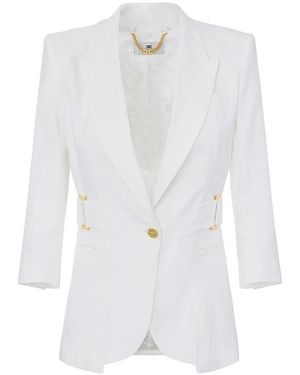 Elisabetta Franchi Linen Blend Jacket - White