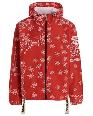 Khrisjoy Windbreaker Bandana Hood Jacket - Red