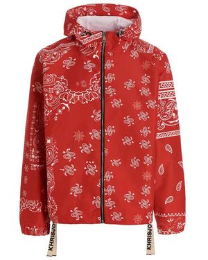 Khrisjoy Windbreaker Bandana Hood Jacket - Red