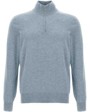 Brunello Cucinelli Half-Zip Jumper - Blue