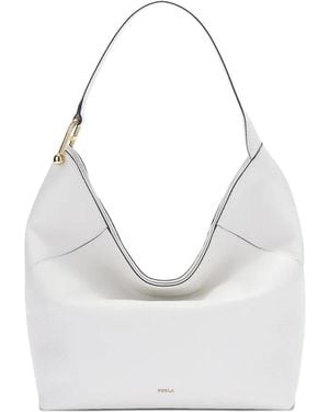 Furla Lara Eracle Print Leather Large Hobo Bag - White