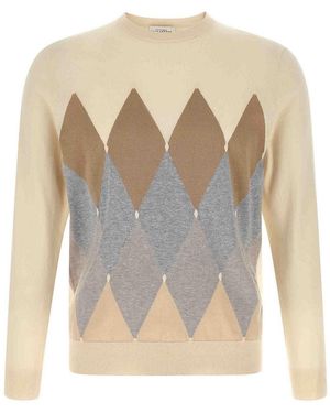 Ballantyne Argyle Jumper - White
