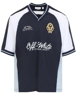 Off-White c/o Virgil Abloh Off Soccer V-Neck T-Shirt - Blue