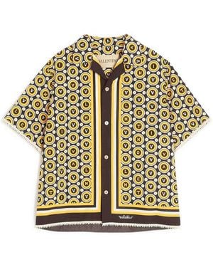 Valentino Garavani Bulles-Royales Print Bowling Shirt - Metallic