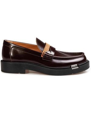 Maison Margiela Wine-Coloured Brushed Leather Moccasins - Brown
