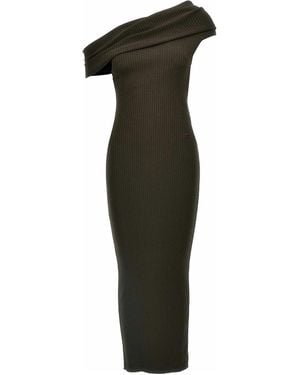 Courreges Twist Rib Knit Long Dress - Green