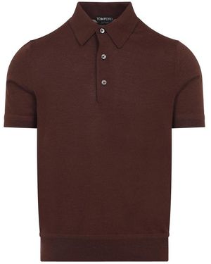 Tom Ford Cashmere Silk Polo - Brown