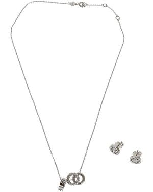 Tory Burch Miller Pave Necklace And Earring Set - White