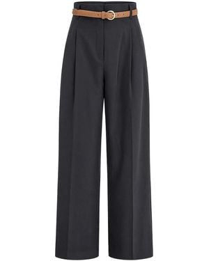 Max Mara Stretch Wool Canvas Fluid Trousers - Blue