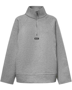 ROTATE BIRGER CHRISTENSEN Half-Zip Scuba Jacket With Logo - Grey