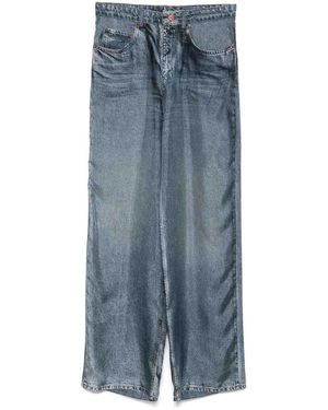 Pierre Louis Mascia Denim Print Silk Trousers - Blue