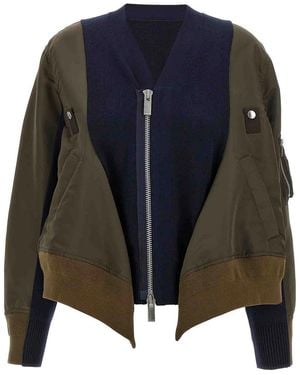 Sacai Nylon Insert Cardigan - Blue
