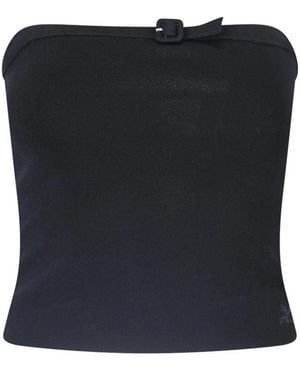 Courreges Buckle Knit Bustier Top - Black