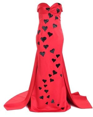 Moschino Embellished Heart Sleeveless Maxi Dress - Red