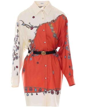 Versace Silk Twill Printed Dress - Red