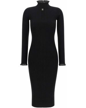 Elisabetta Franchi Ribbed Knit Dress - Black