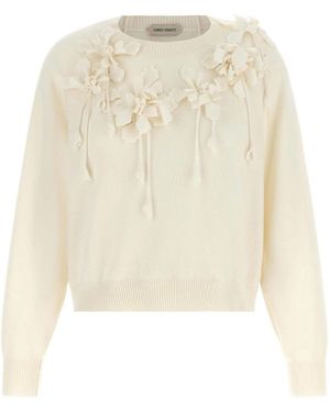 Alberta Ferretti Embroidered Flower Sweater - White
