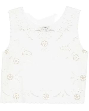 forte_forte Top Popeline Ricamo Lace And Glass - White