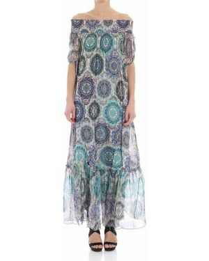Fuzzi Off Shoulder Dress - Blue