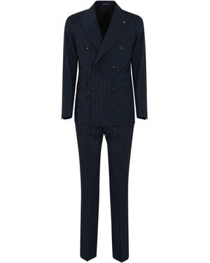 Tagliatore Striped Double-Breasted Suit - Blue