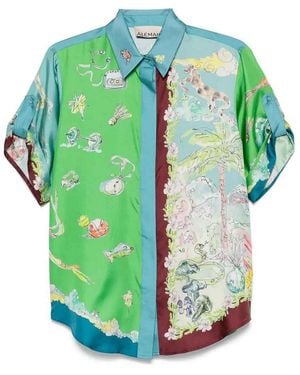 ALÉMAIS Daria Silk Shirt - Green