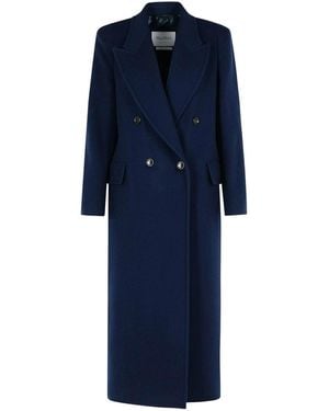 Max Mara Albania Virgin Wool Blend Coat - Blue