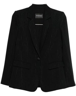 Emporio Armani Giacca Blazer Monopetto Gessata - Nero
