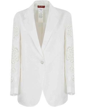 Max Mara Angiza Linen Canvas Jacket - White