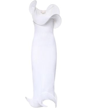 Genny Knitted Dress With Ruffles - White