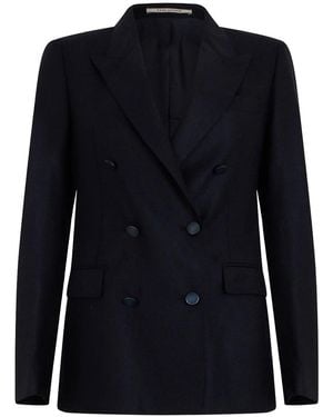 Tagliatore Parigi Wool Cashmere Double-Breasted Blazer - Blue