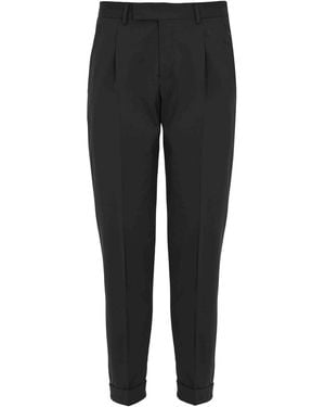 PT Torino Wool Blend Trousers With Pleats - Black