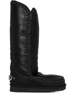 Mou Leather Slip-On Boots - Black
