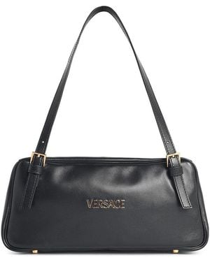 Versace Tag Leather Bag - Black