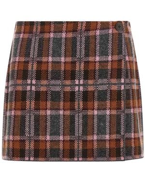 Guest In Residence Tartan Skirt - Brown