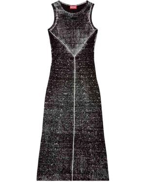 DIESEL Midi Dress Made Of Linen Yarn - Black