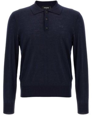 DSquared² Logo Embroidery Polo Shirt - Blue
